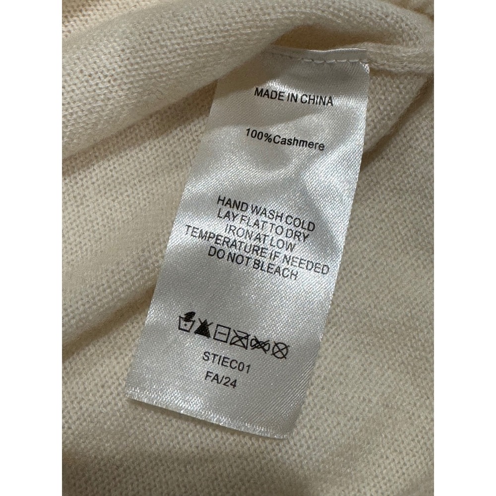 Quince Women 100% Cashmere Short Sleeve Crewneck Sweater Ivory Cream Small - Picture 3 of 5